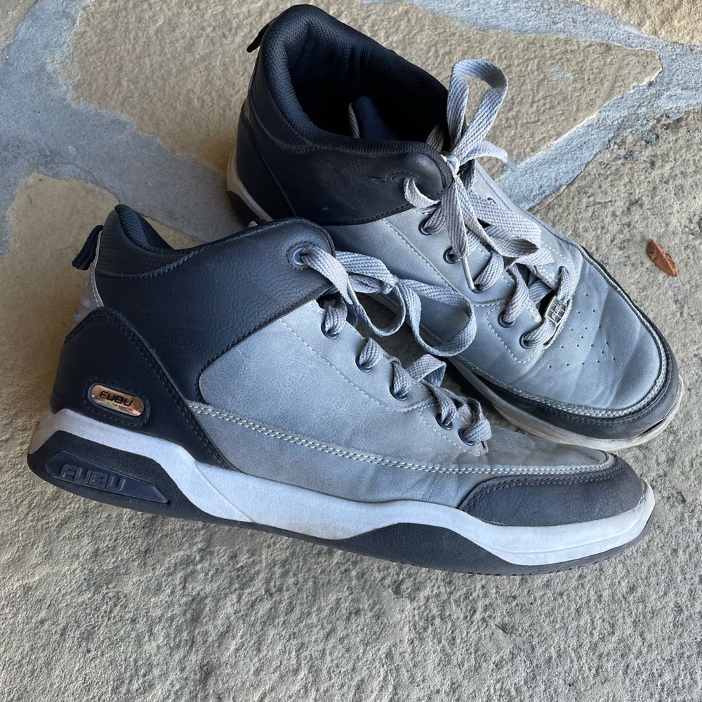 FUBU gray leather sneakers
